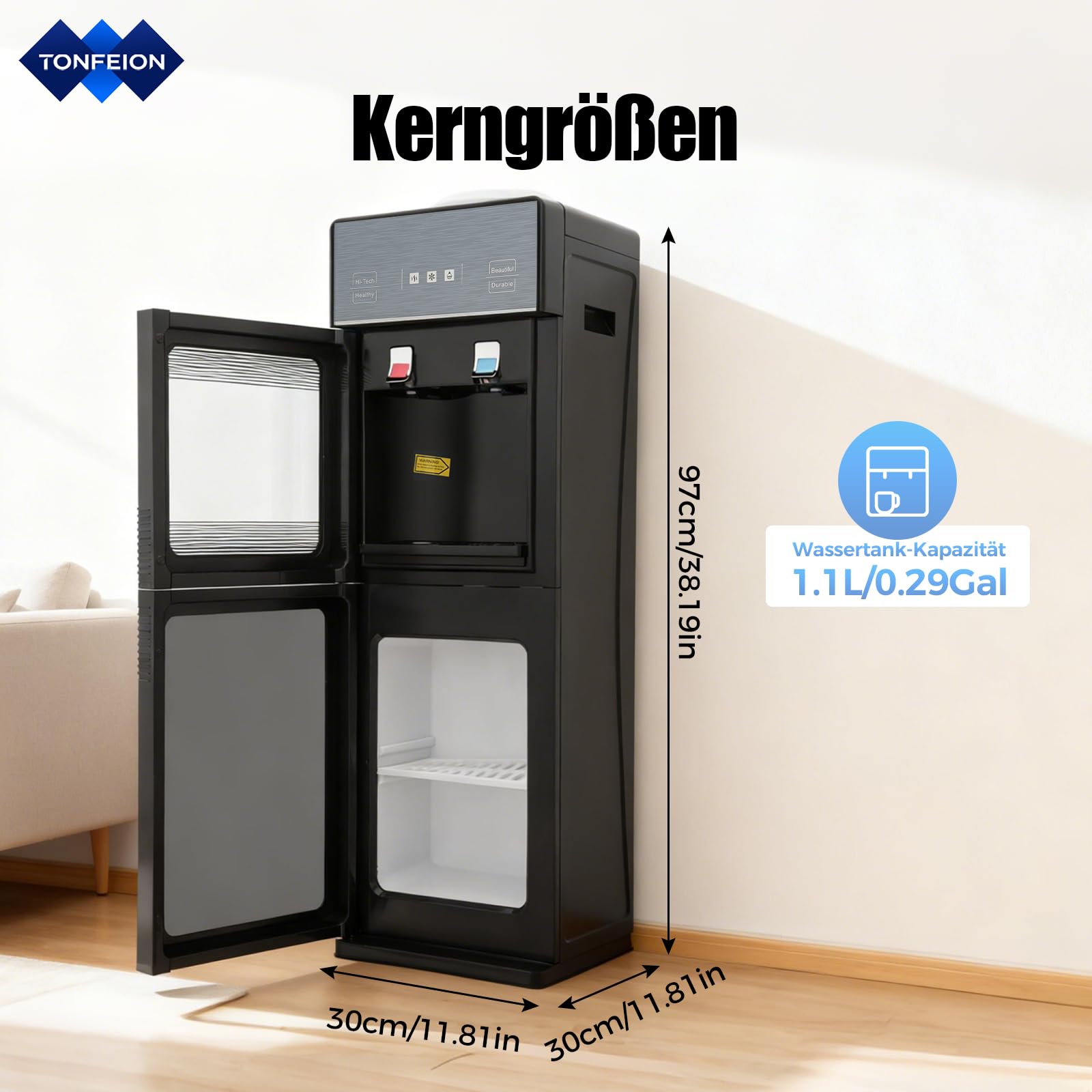Distributore di acqua elettrico, erogatore di acqua a freddo, doppia funzione, distributore d'acqua con armadietto e indicatore LED, per secchio d'acqua da 19 l