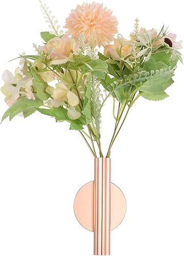 Miniatura 4 de PATIKIL Tubo de jarrón de flores de pared, tubos florales de metal, tubo de flores secas para decoración de exhibición de flores, oro rosa
