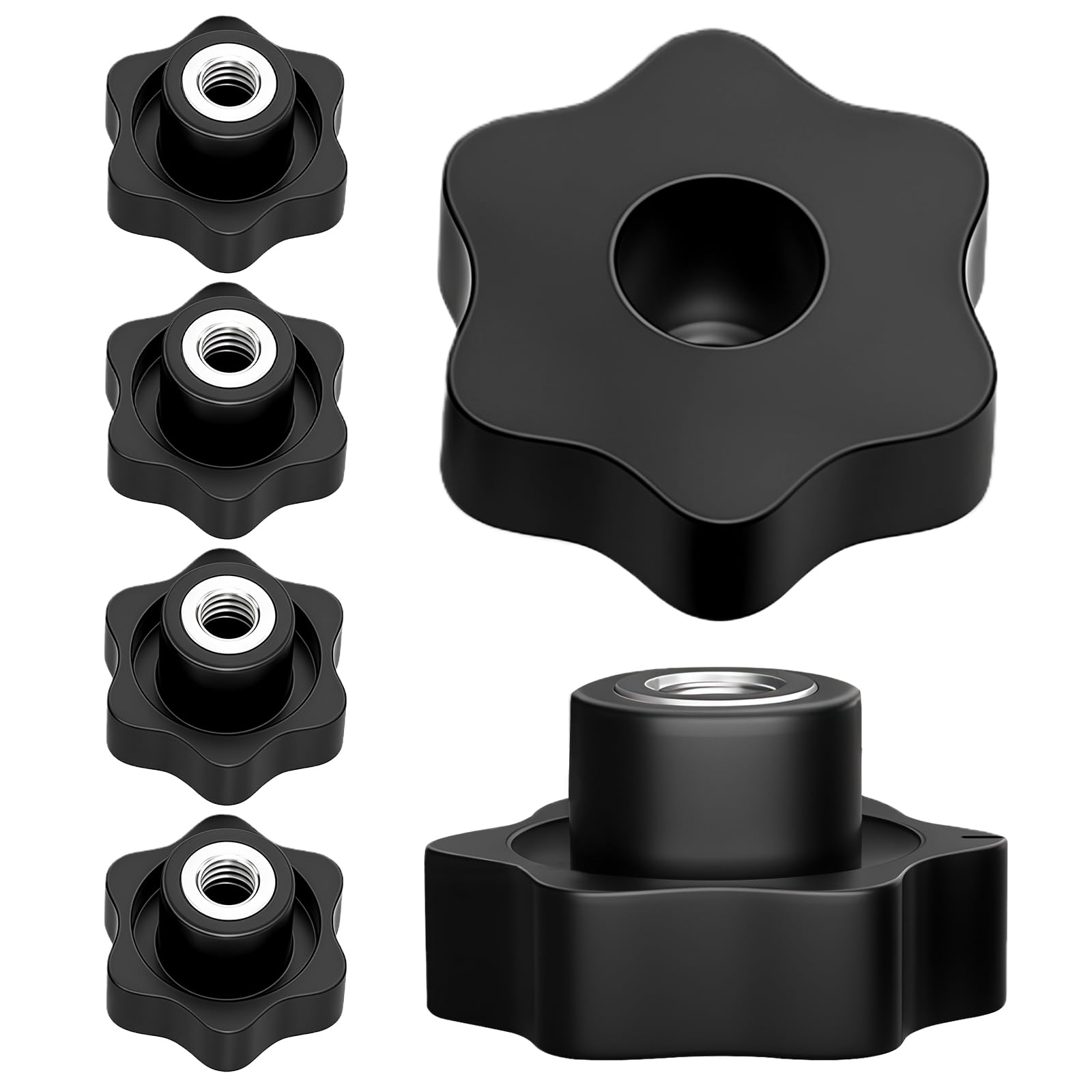 6 pezzi testa in plastica a forma di stella M8 filettatura femmina manopola di serraggio, dado di presa a stella per maniglia macchine e sistemi attrezzature per il fitness mobili macchine utensili