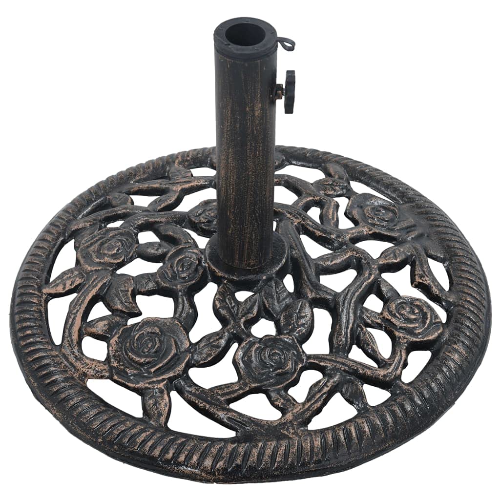 Socle de Parasol Bronze 12 kg 48 cm Fonte,Pied De Parasol,Pied De Parasol Lourd,Pied De Parasol sur roulettes