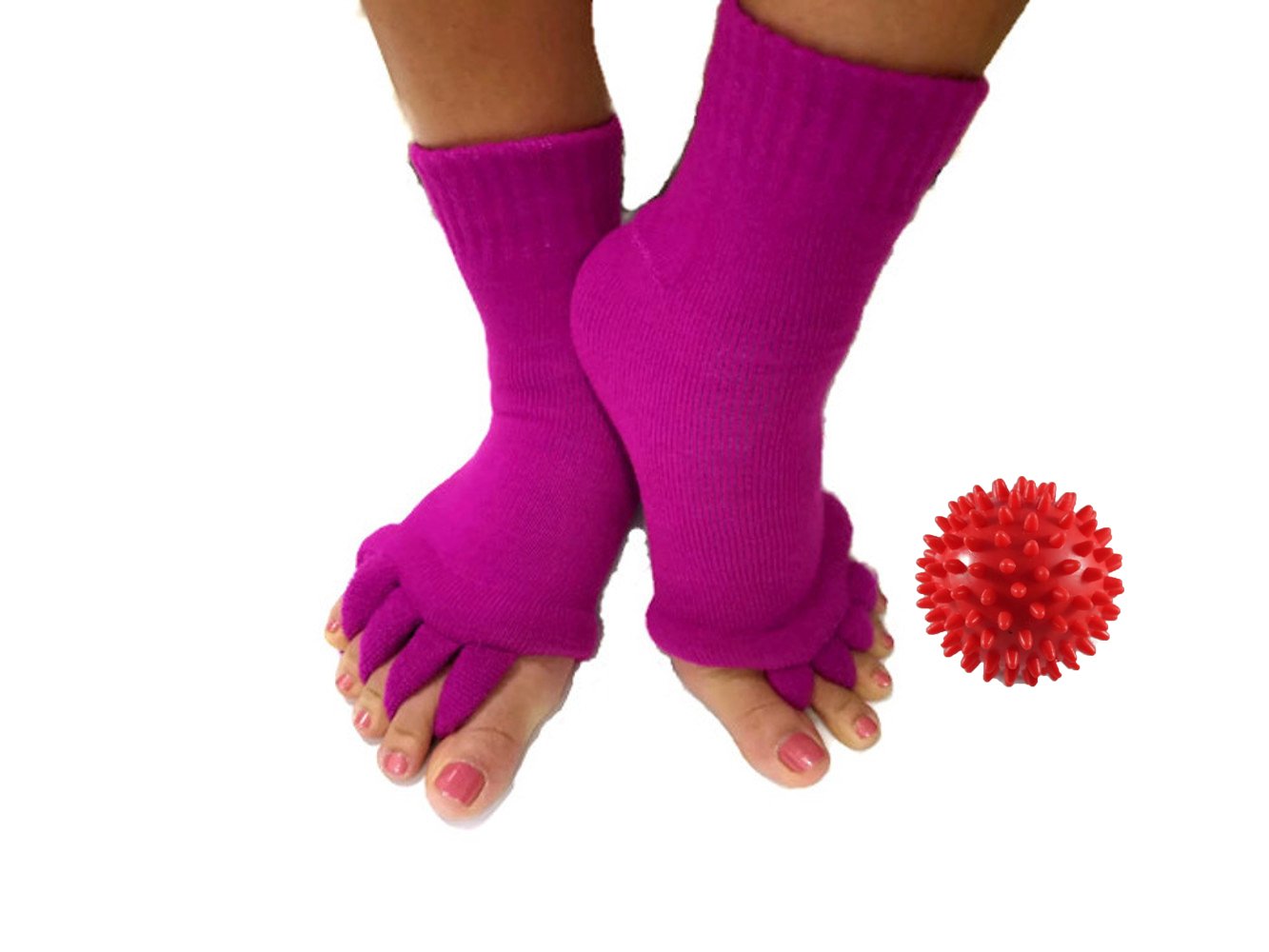 Toe Separator Yoga Gym Sports Massage Socks for Foot Alignment, Great for Sore Feet and Diabetics with Free Exercise Guide!