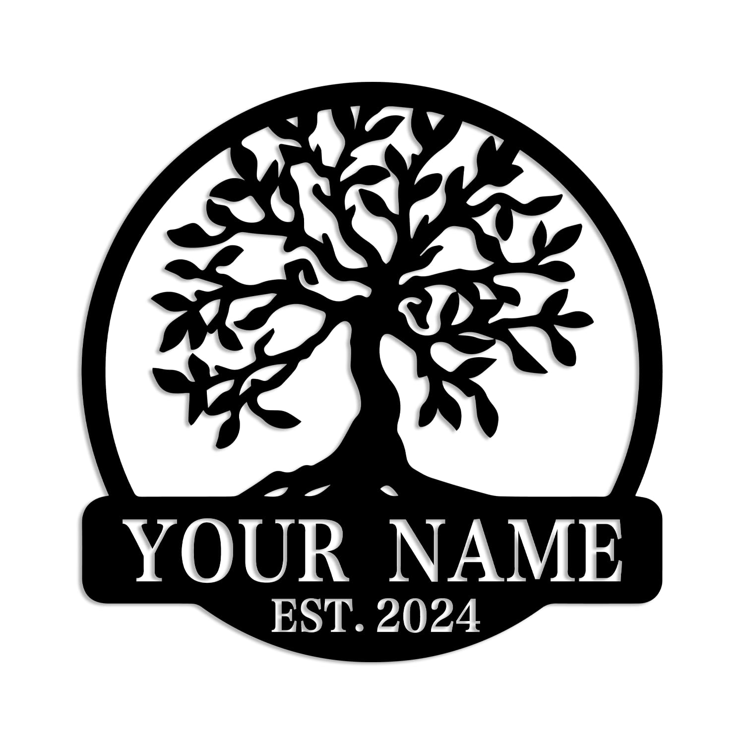 Kissesuu Tree-C Personalized Tree Of Life Metal Wall Art Sign, Family Tree Decor, Standard Wall Art Size