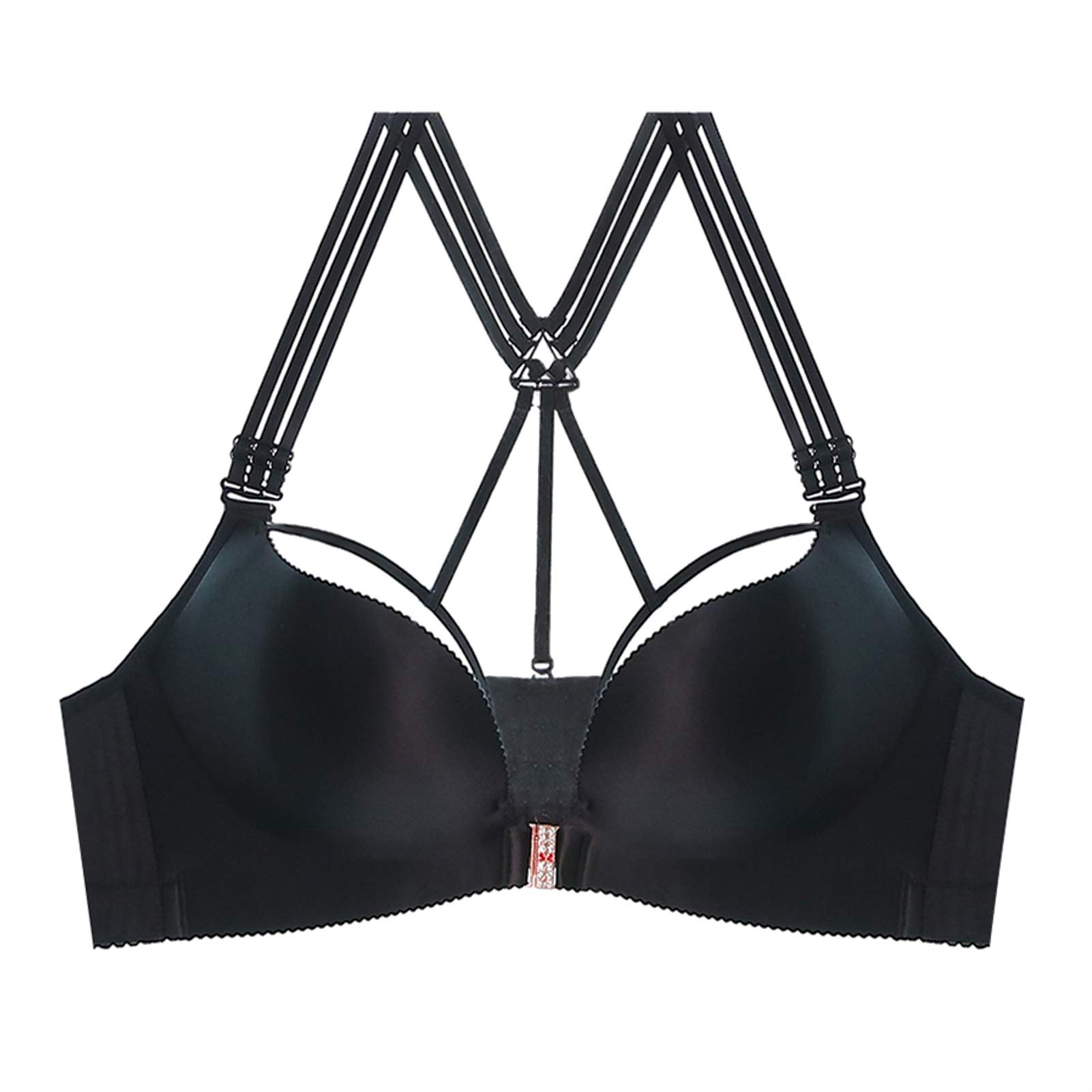 Reggiseno da donna taglie forti,Biancheria intima elasticizzata con chiusura frontale classica,Bralette senza fili comfort incrociato
