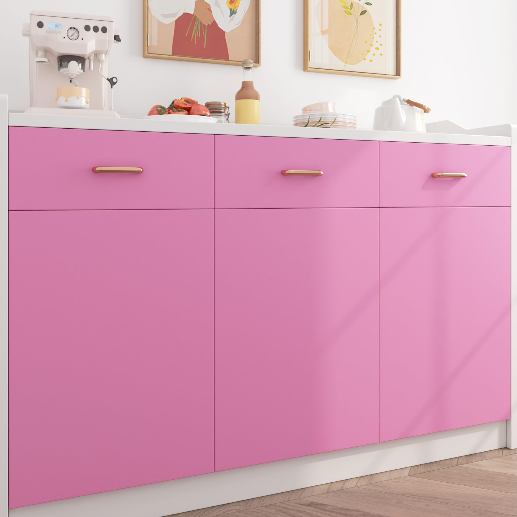 ReWallpaper Peel and Stick Wallpaper Pink Kids 40cm×7m Sticky Back Plastic Roll Pink Bedroom Wallpaper for Women Pink Plain Removable Wallpaper Bathroom Waterproof Vinyl Film Art Deco - Image 4
