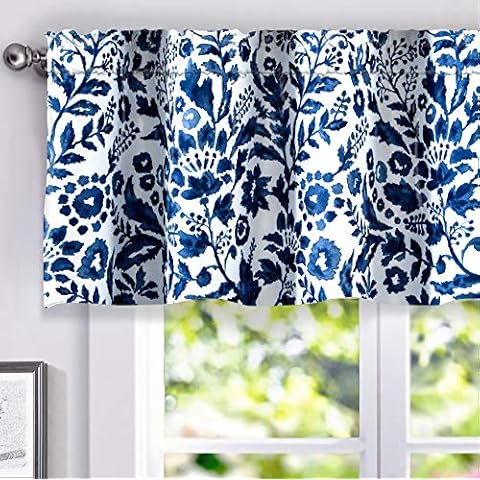 DriftAway Julia Lined Valance Double Layer Thermal Insulated Room Darkening Blackout Valances 3 Inch Rod Pocket Window Valance for Bathroom Living Room 52 Inch by 18 Inch Navy Cover