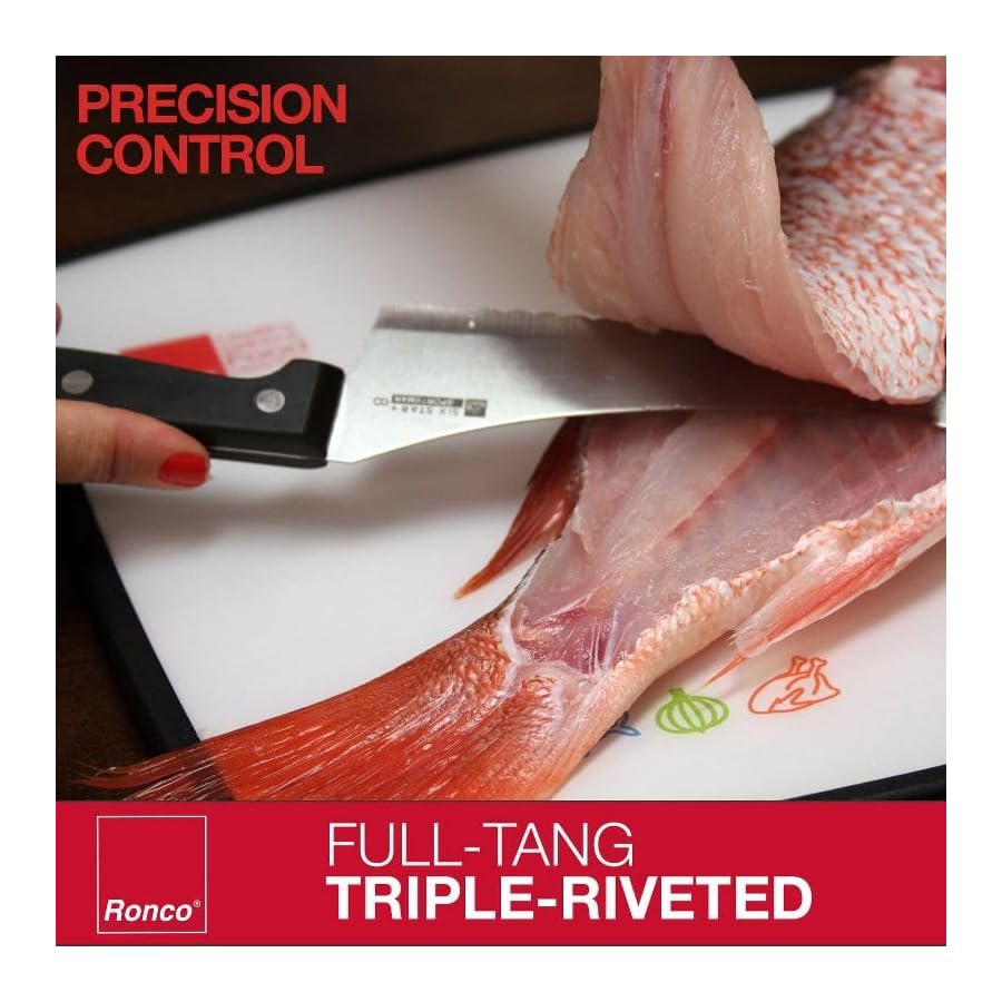 Ronco 20 Piece Knife Set, Full Tang and Triple Riveted, Knife Sharpener Included, Professional Kitchen Knife Set, High-Carbon Stainless Steel