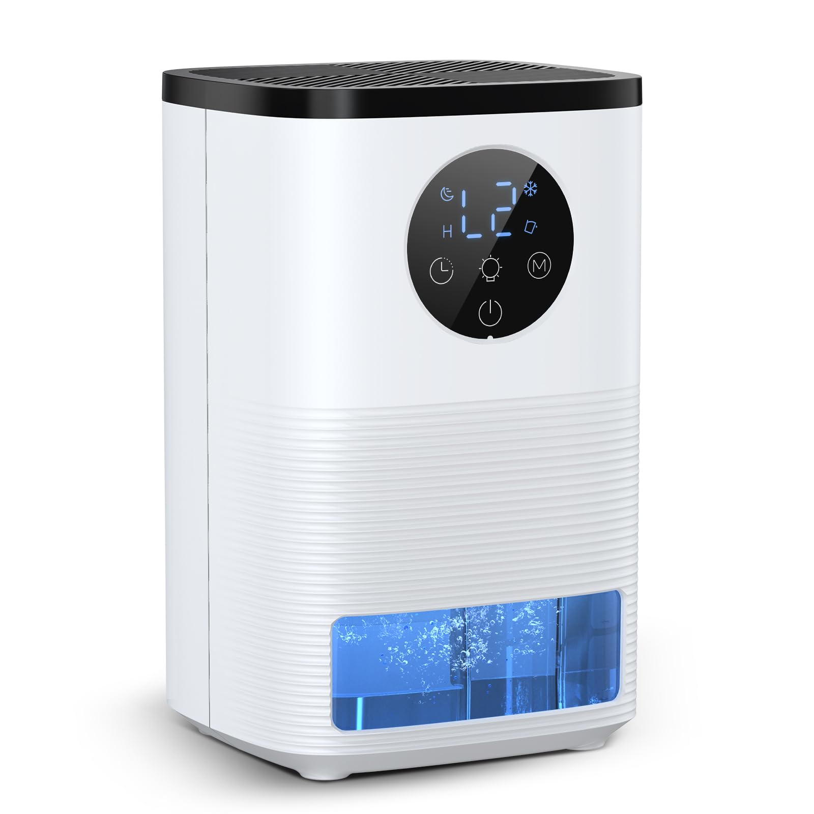 Deshumidificador 1600 ml, Deshumidificadores de Humedad Silencioso Bajo Consumo, Modo Dormir, Apagado Automático, Temporizador 24H, Descongelación Automática, Luz Ambiental para Hogar