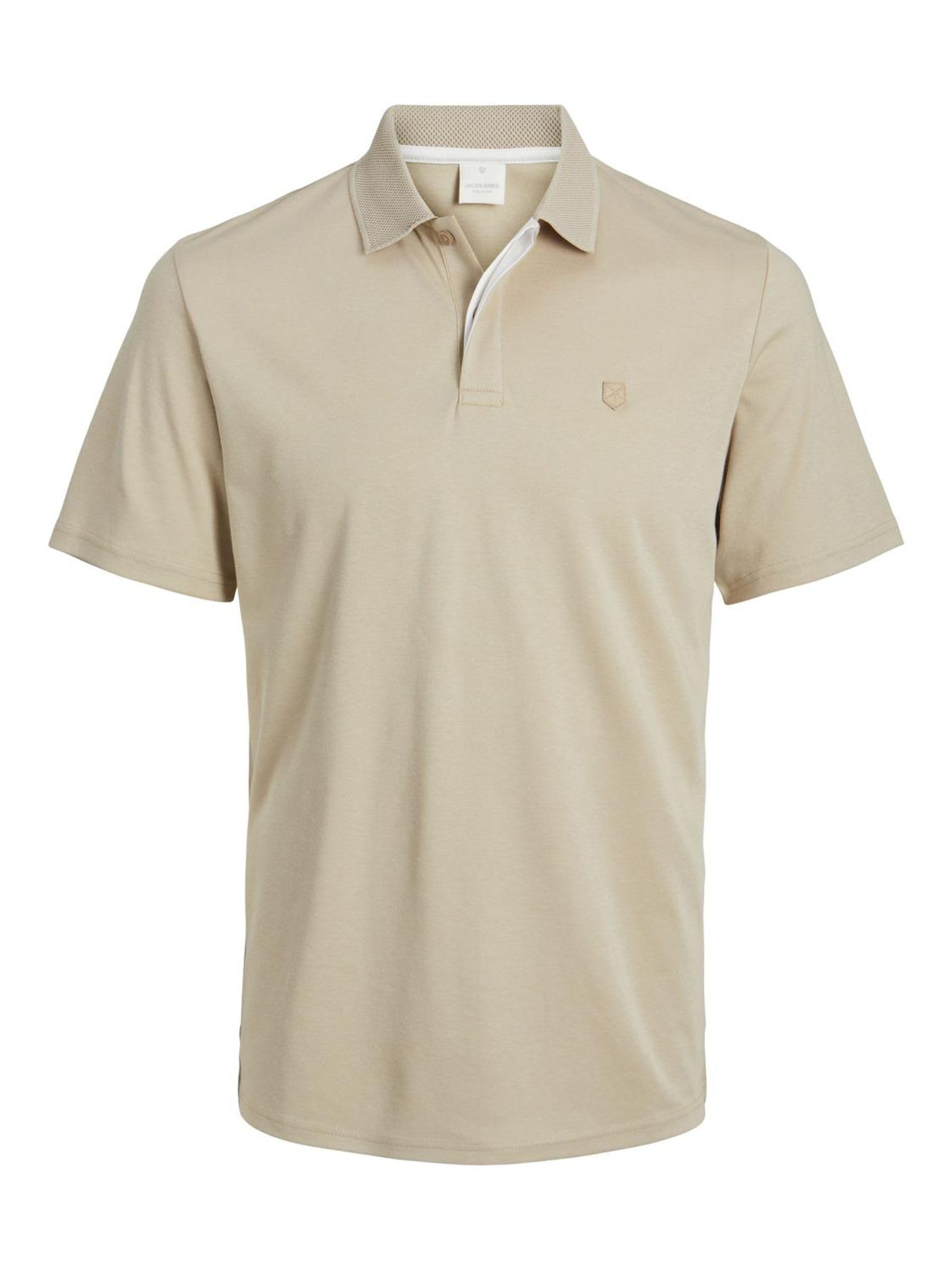 JACK & JONES Mens Male Poloshirt Einfarbig Polo Shirt, Beige, L UK