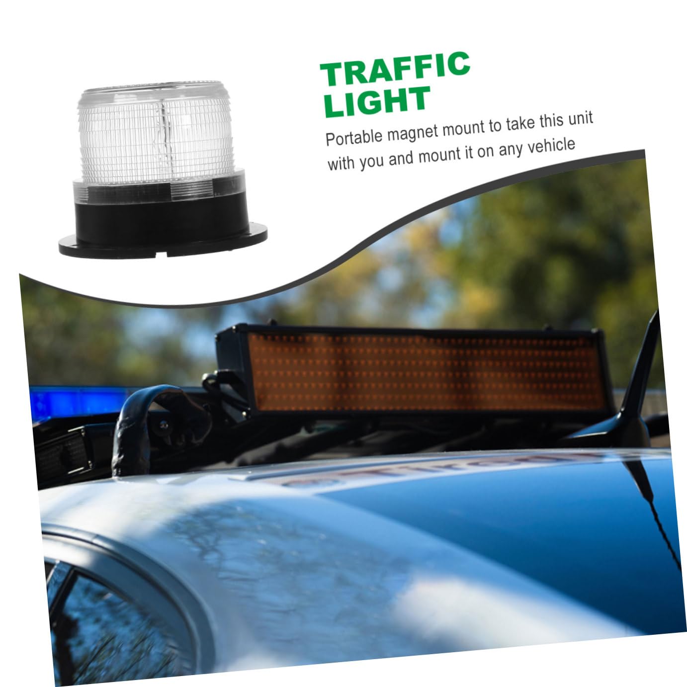 Feu D’avertissement de Toit pour Véhicule, Stroboscope Solaire LED Noir | Abs et Métal, Base Magnétique, Intensité Élevée, pour Véhicule et Camion de Secours