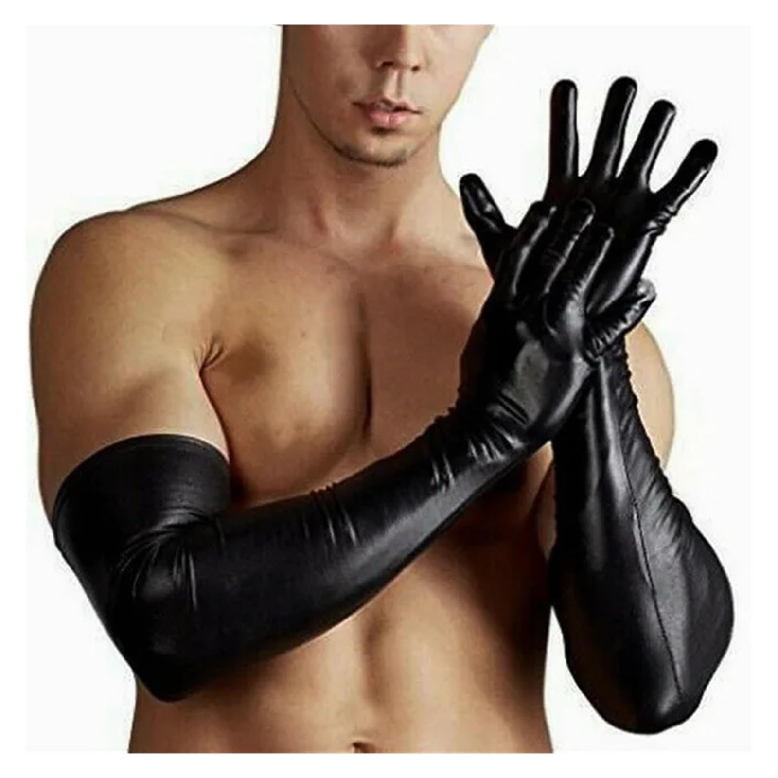 Long gloves 2pair Sexy Men Unisex Wet Look Patent Faux Leather Tight Long Gloves Latex Party Opera Club Costumes Nightclub Elbow Male Gloves