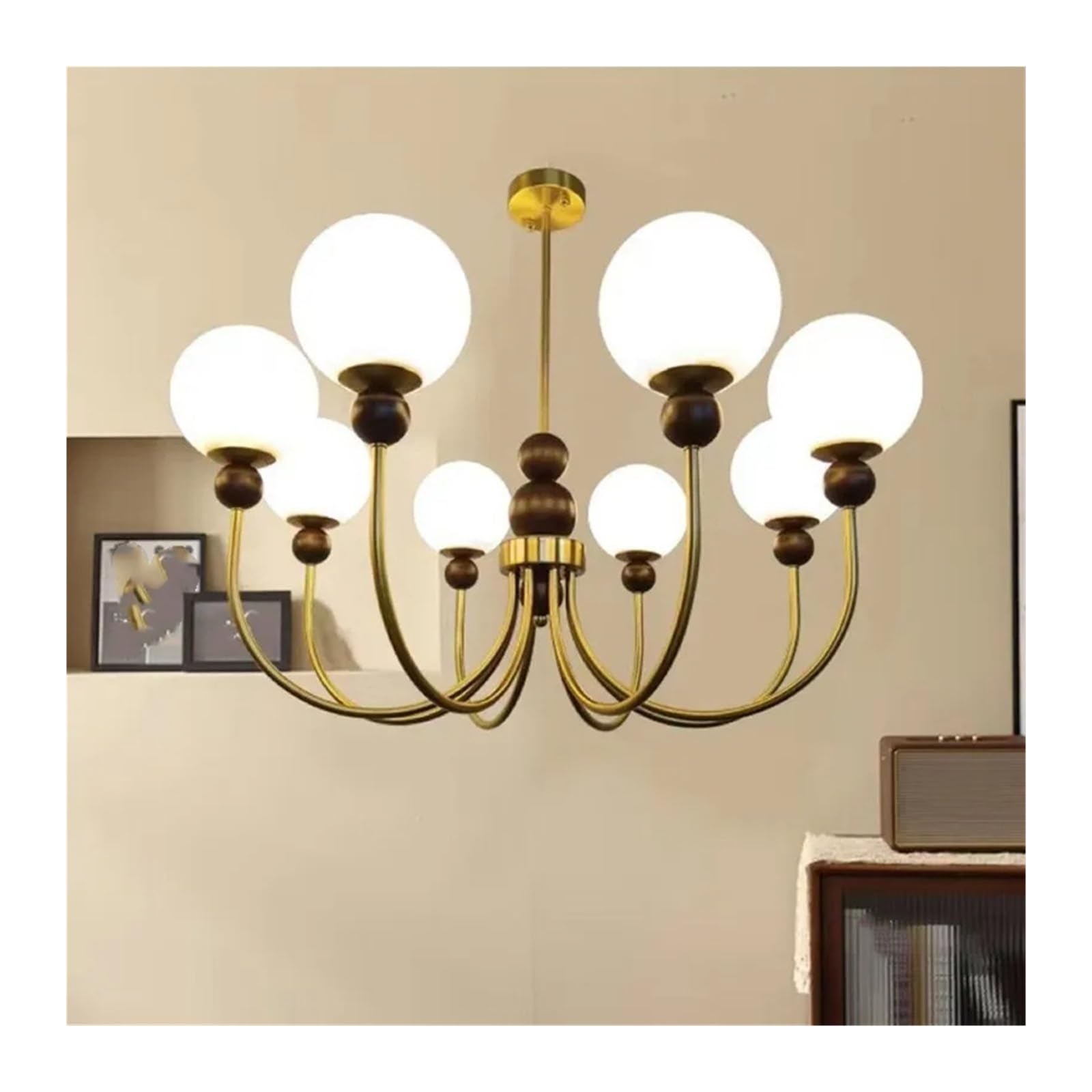 V-intage Glass Ball Ceiling Chandelier Compatible with Living Room Center Table Bedroom Loft Pendant Lamp Home Decor Lighting Lusters Fixture