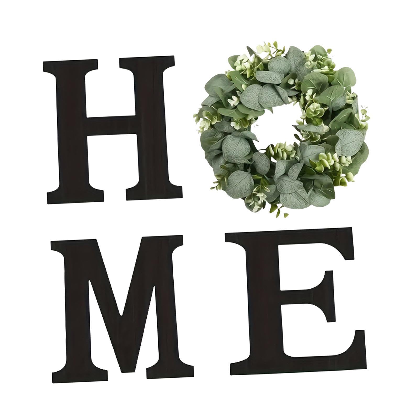 Lettres de maison en bois avec couronne pour décoration murale chic