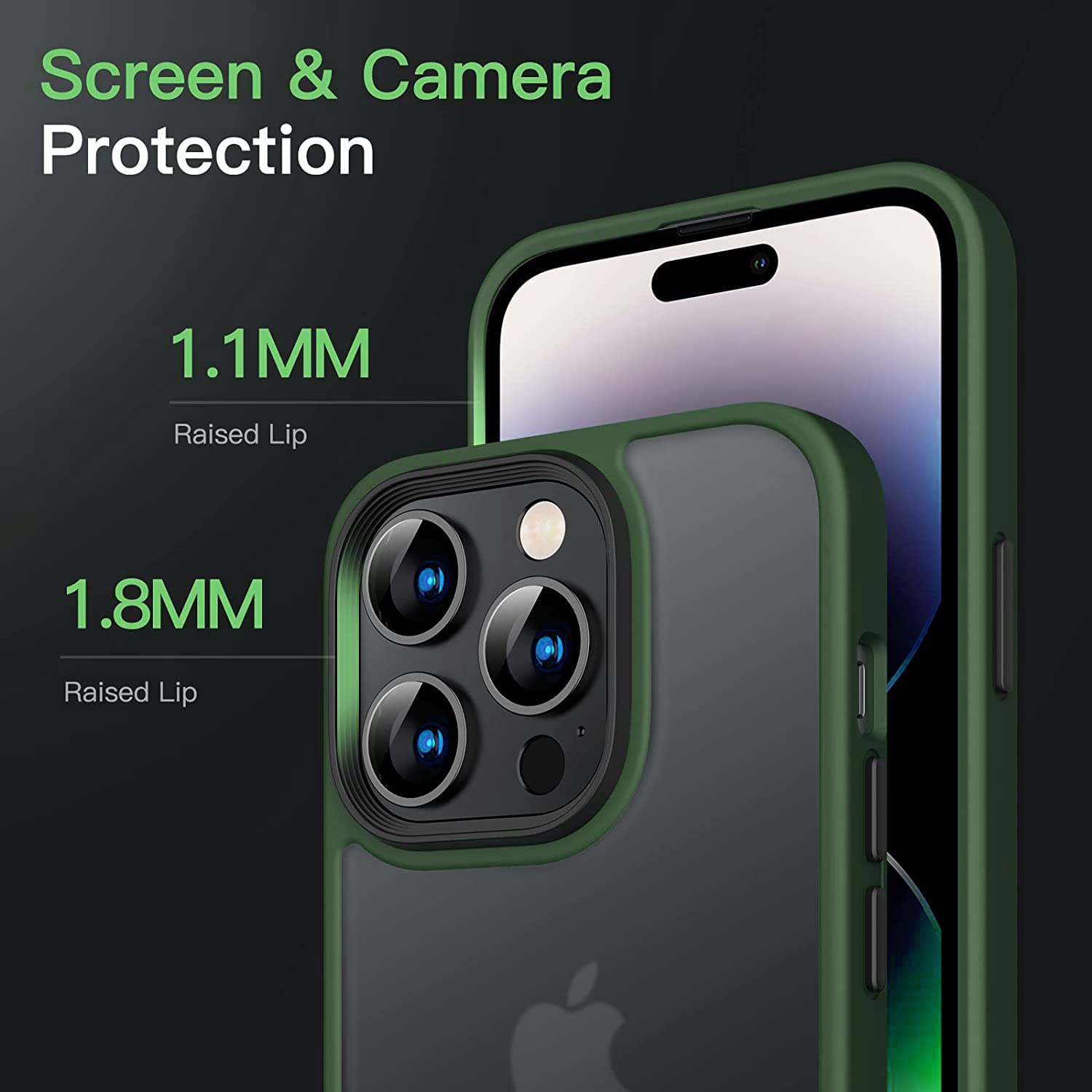 DENSUL Custodia Ultra-Sottile per iPhone 14/14 Pro/14 Plus/14 PRO Max, AntiGraffio Protezione Dell'obiettivo Silicone Liquido Cover con Cordino, Piedistallo Pieghevole,Verde,14 PRO 6.1