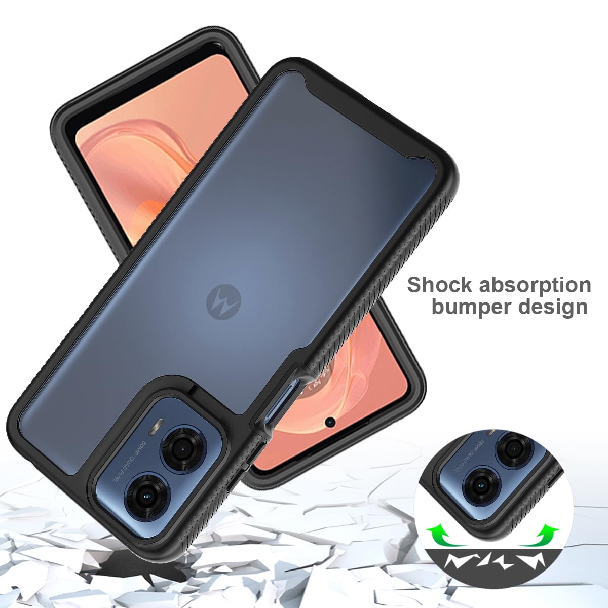 XINNI Cover per Motorola Edge 20 5G, Protezione Schermo Integrata 360 Gradi Antiurto Custodia, Rugged Doppia Faccia Bumper Trasparente Full Guscio Fronte Retro Case, Azzurro