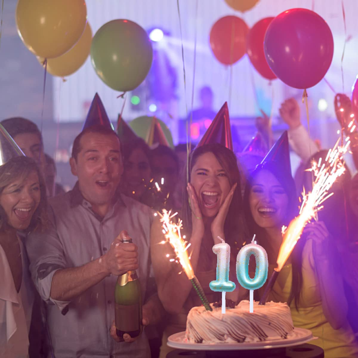 Mciskin Kleurrijke Nummer Kaarsen voor Taart, Bruiloft Decoraties, Partij Kaarsen voor 10 Jaar Jongen, Meisje Taart Topper Nummer 10