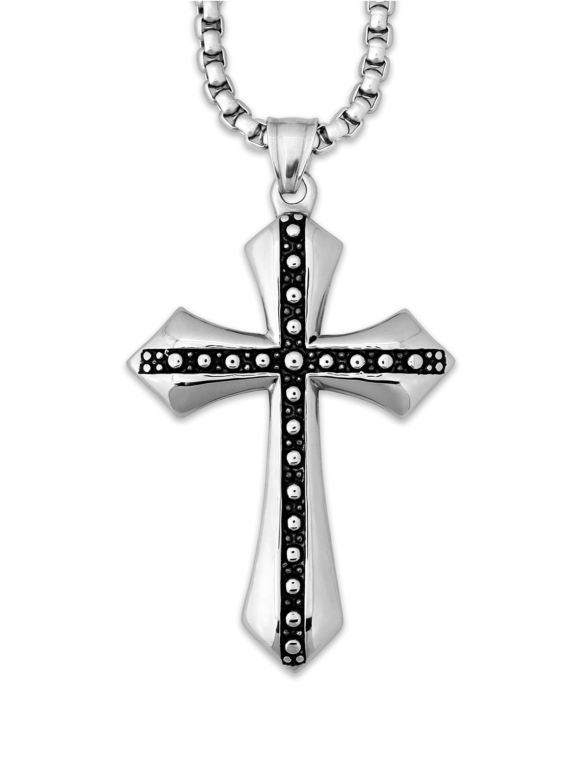 HAQUIL Stainelss Steel Cross Necklace, Box Chain, Cross Jewelry Gift for Men and Women
