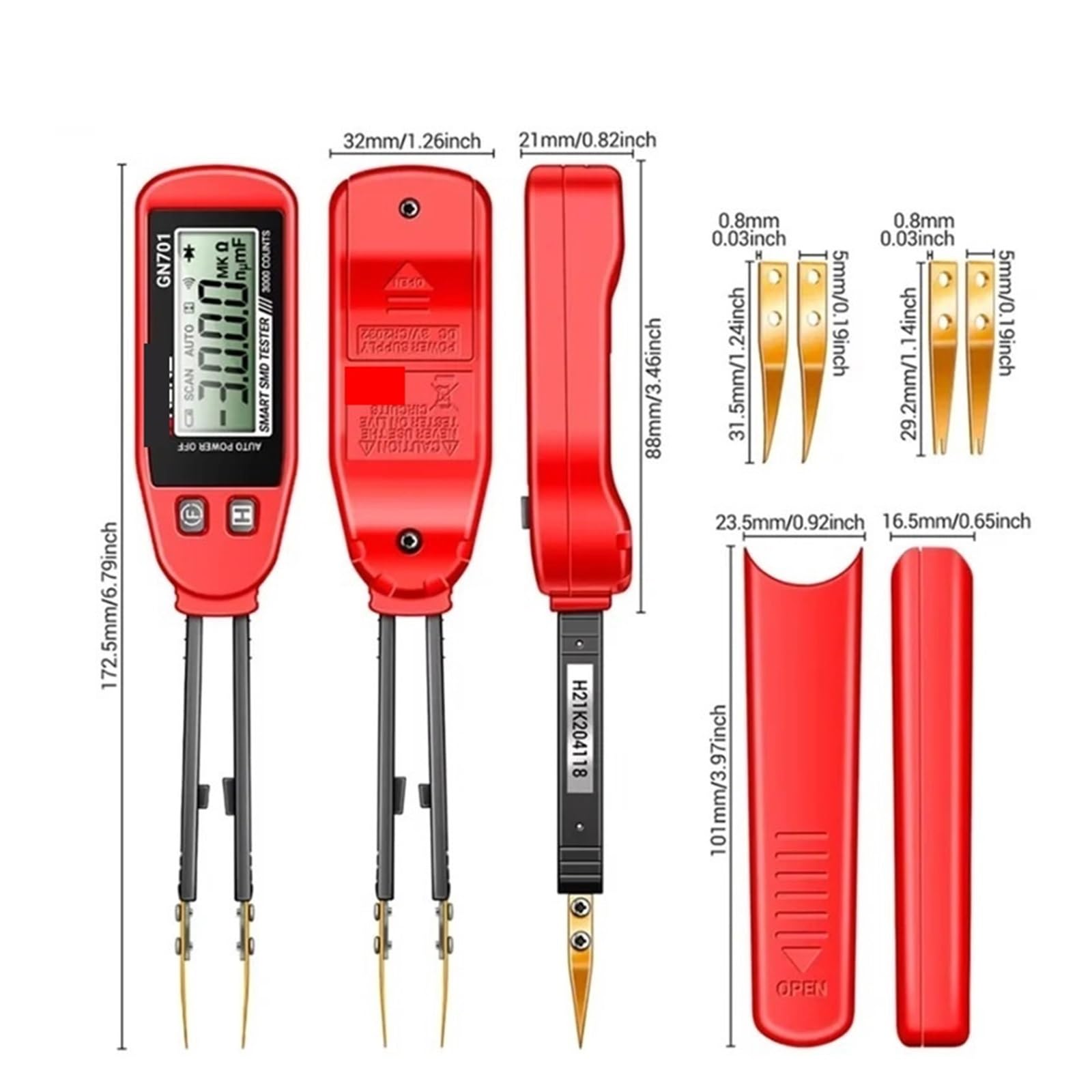 Multimetro digitale, Tester SMD intelligente GN701, multimetro digitale con pinzette for resistenza e capacità