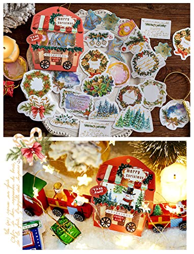 Christmas Decorations Stickers, 240Pcs Vintage Gold Foil Christmas Washi Stickers Pack For Scrapbooking Journaling Planner Album Diary Notebook Diy Arts And Crafts Card Making For Easter Party Favor #TOP7