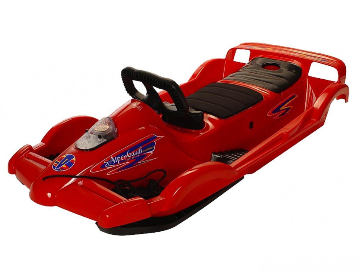 ALPENGAUDI Bob Alpen Double Race, Slitte da Neve Unisex Bambino, Rosso, Taglia Unica