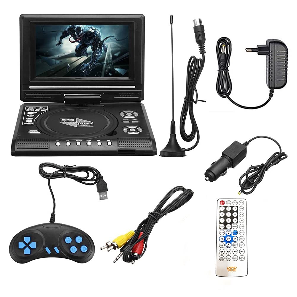 Reproductor de DVD PortáTil de 7,8 Pulgadas para el Hogar, TV, HD, VCD, CD, MP3, HD, Reproductor EVD con TV/FM/USB/FuncióN de Juego, Enchufe de la UE