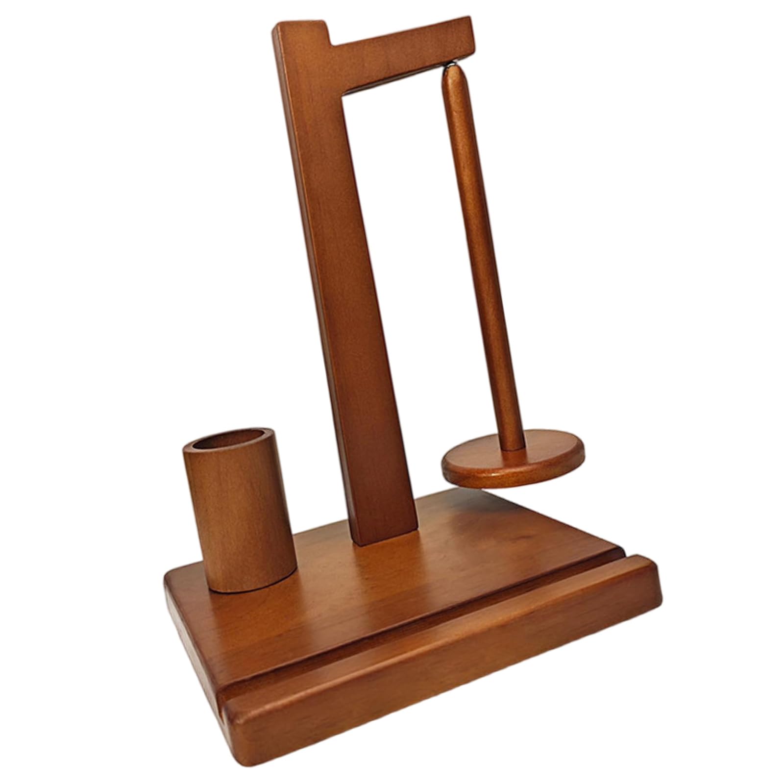 Msioytog Yarn Holder Stand with Phone Stand Crochet Hook Holder for Knitting Wood Yarn with Twirling Mechanism