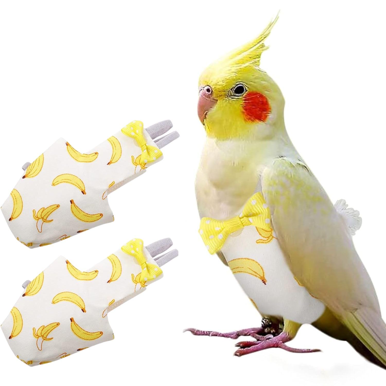 VAYINATO® 2 Pcs (Banana) Adjustable Birds Diaper for Parrot, Budgies, Sun Conures, Lories & Small Birds | Soft Breathable Fabric, Secure Fit for Flight & Ground Use | Easy-Clean Bird Hygiene-image-23