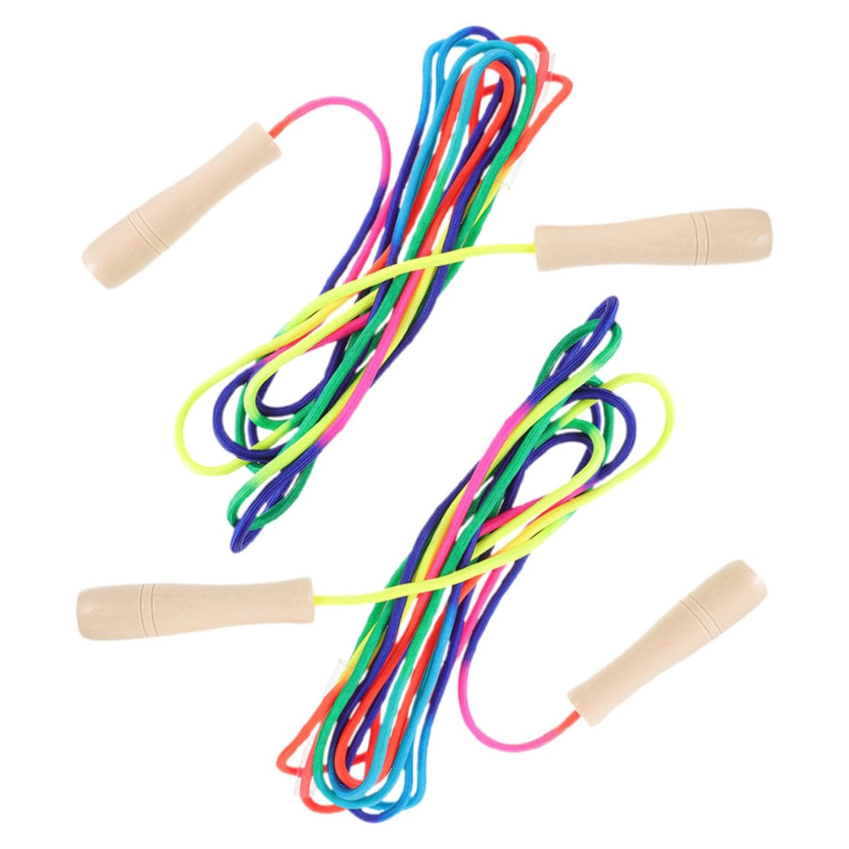 Toddmomy 2pcs Colorful Adjustable Skipping Rope for Adults Lightweight Wooden Handle Jumping Rope for Home School Outdoor Exercise Workout Equipment
