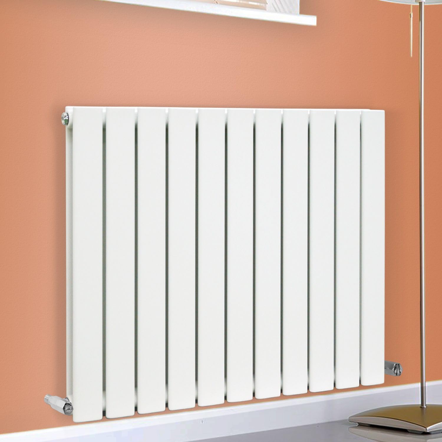 Designer Flat Panel Radiator Horizontal Vertical Modern Central Heating Rads (Double - 400 x 760mm, White)