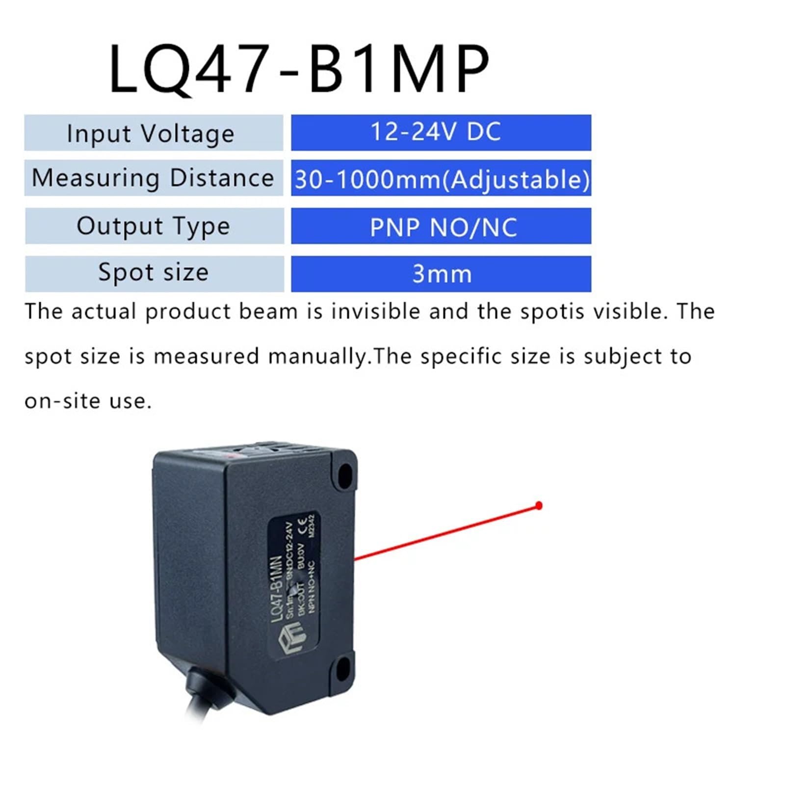 1PCS Background Suppression Square Laser Optical Sensor Long Distance Series NPN PNP 12-24V Visible Spot(LQ47-B1MP PNP)