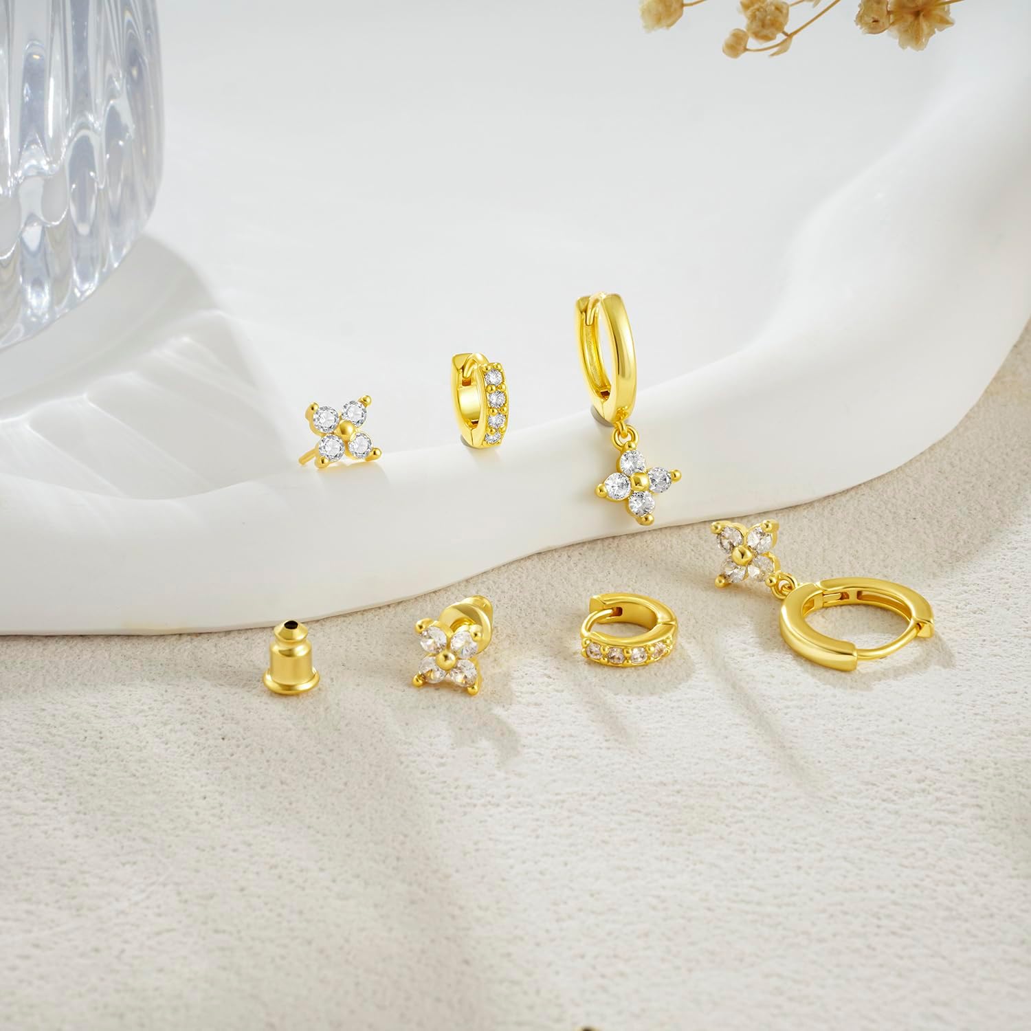 Gold Earrings for Women, 3 Pairs 14K Gold Plated Hoop Earring Sets for Women Small Gold Huggie Earrings Sets for Multiple Piercing, Hypoallergenic Dainty CZ Cartilage Earrings Stacks Trendy Jewelry Gifts - Image 7