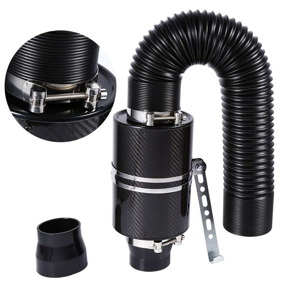 Jadeshay Kit di Aspirazione Aria Fredda in Fibra di Carbonio, Sistema di Aspirazione Filtro Aria Auto Universale