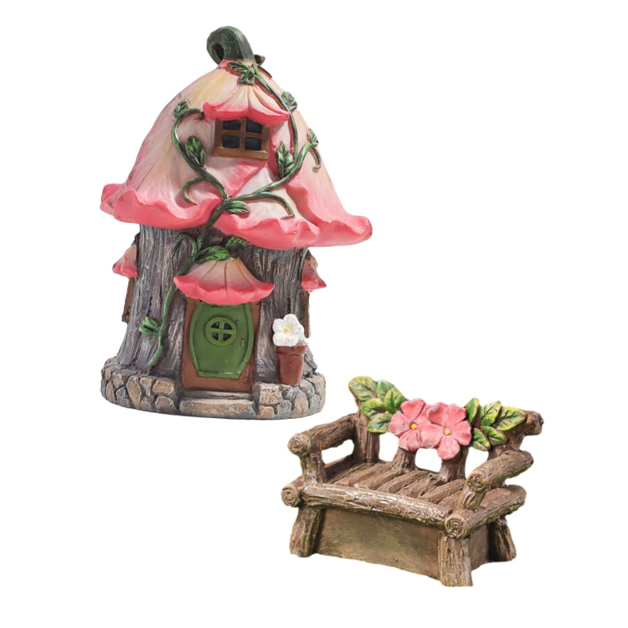 VANZACK Casa de Resina Decorativa para Jardín, 1 Juego, Delicada