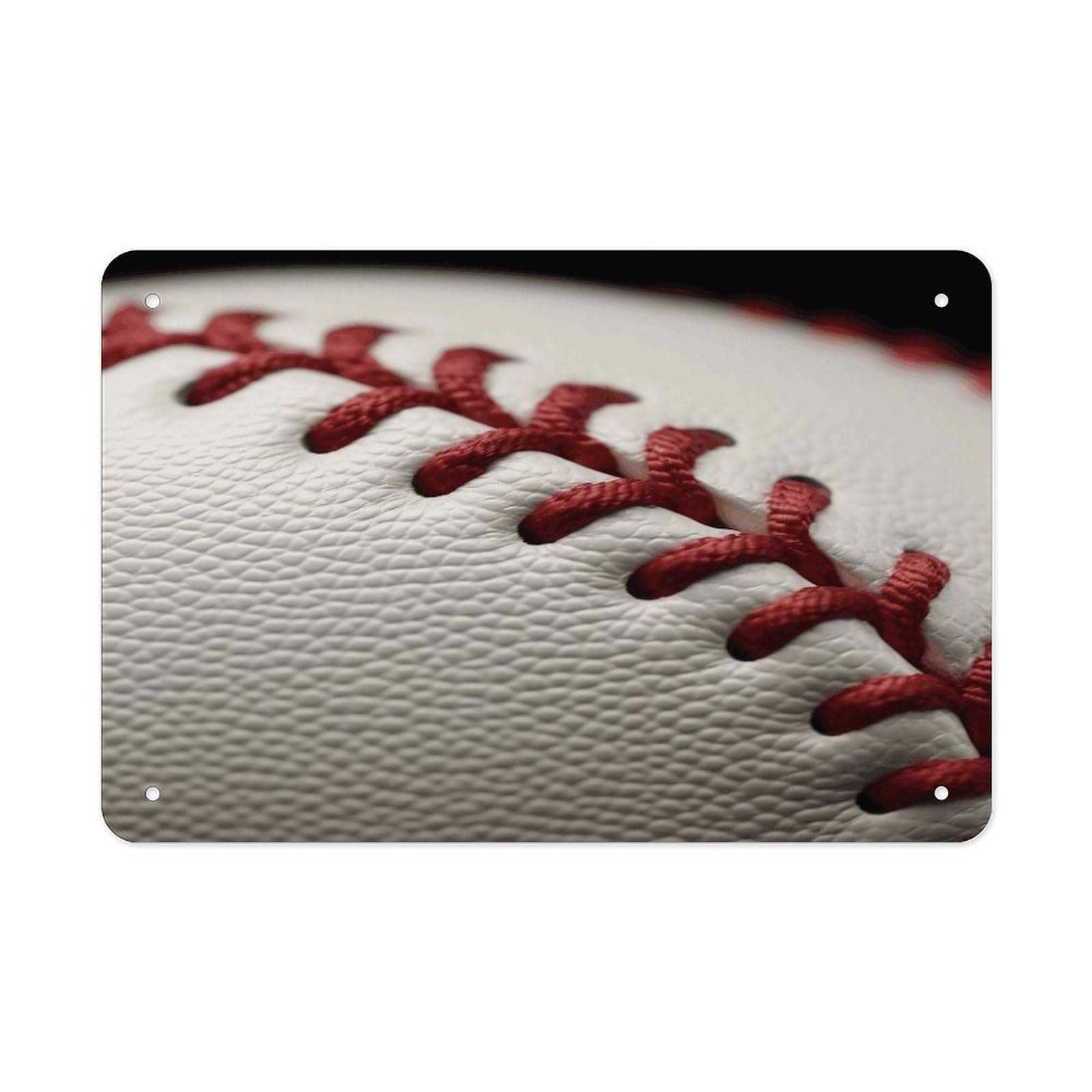 Baseball Lace Close Up Metal Tin Sign 12"x8" Wall Art Prints Poster Decorative Picture Metal Signboard Decor Painting Folded Edge Iron Sheet Painting with Holes for Wall Decor