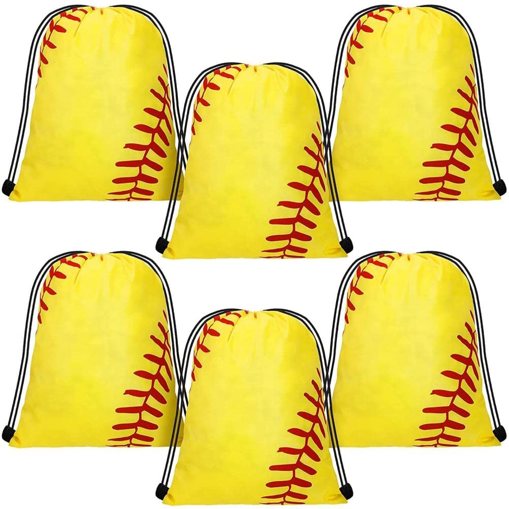Borse da softball con coulisse, confezione da 25 zaini sportivi in poliestere, per squadra, palestra, viaggi, 43 x 34 cm, giallo per uomini e donne (giallo)