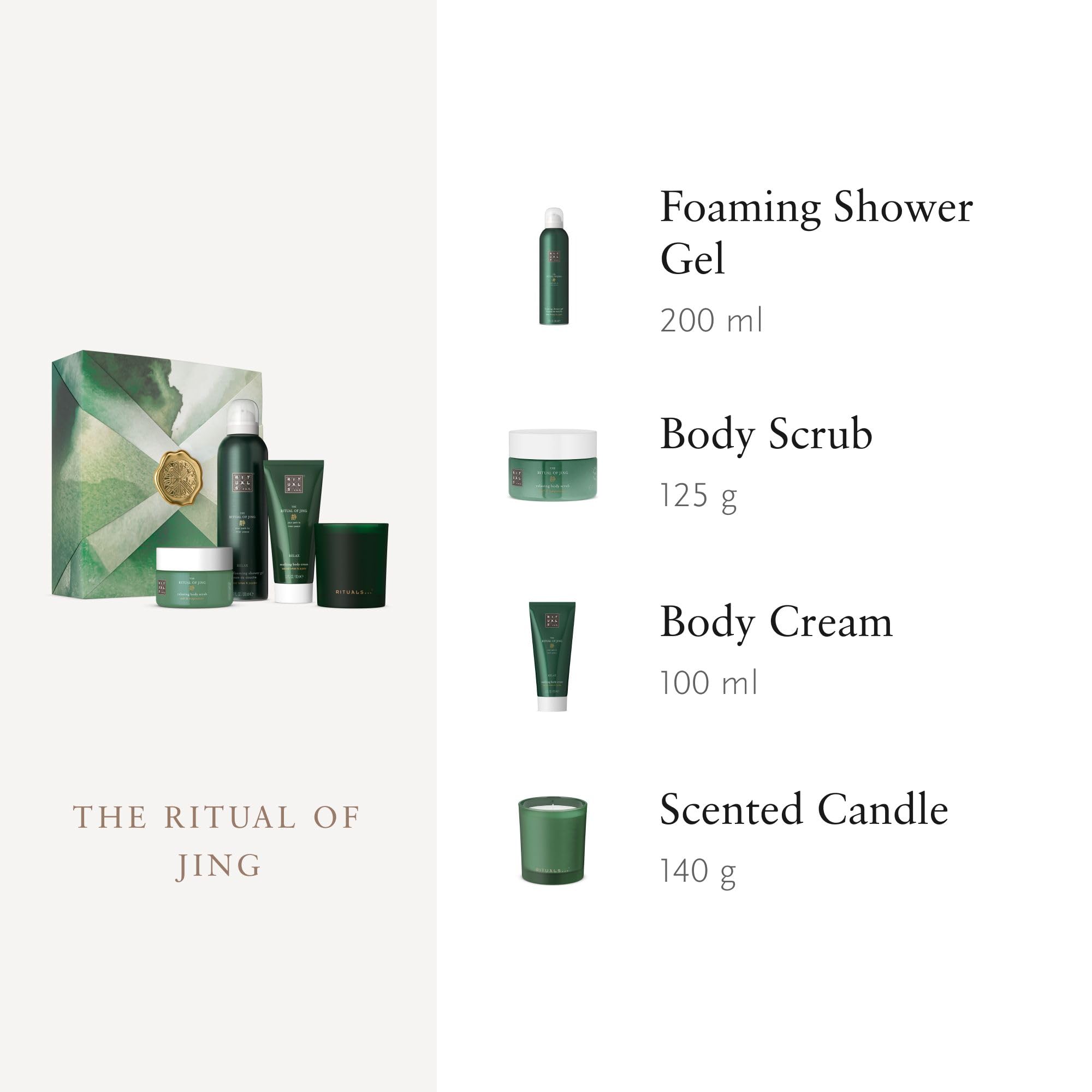 RITUALS Cofanetto regalo donna The Ritual of Jing, M – Set regalo donna con 4 prodotti per la cura del corpo arricchiti con loto, giuggiola, lavanda e sandalo – Set bagno rilassante