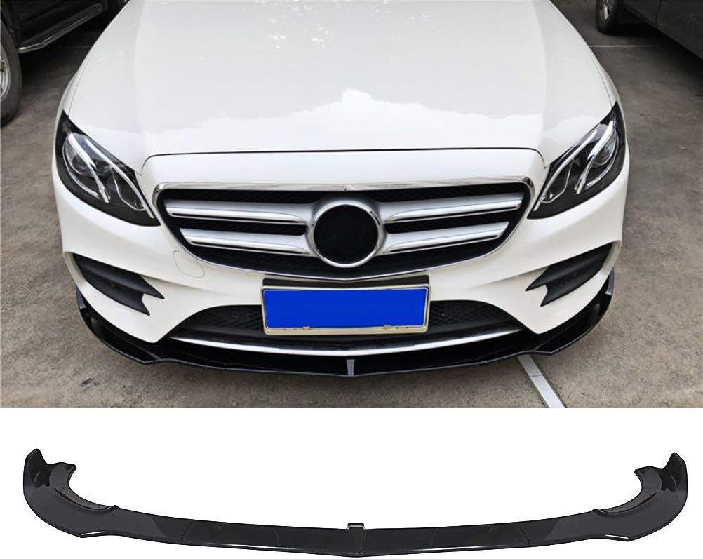 NINTE Front Lip for 2016-2019 2020 Benz E-Class W213 Sport E43 AMG, ABS Painted Gloss Black DP Style Front Bumper Spoiler - 3pcs