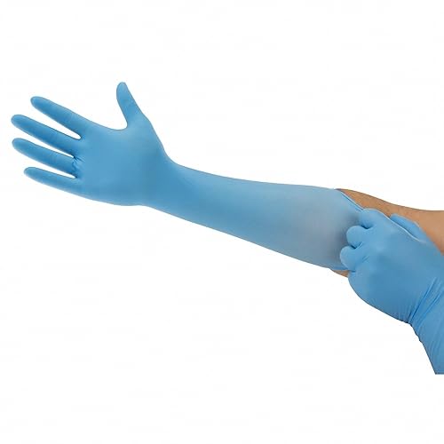 Microflex ISO 93-243 - Guantes desechables pequeños sin polvo, color azul, 12 pulgadas de largo, 4.7 mil de grosor, 93243070 [el precio es por caja]
