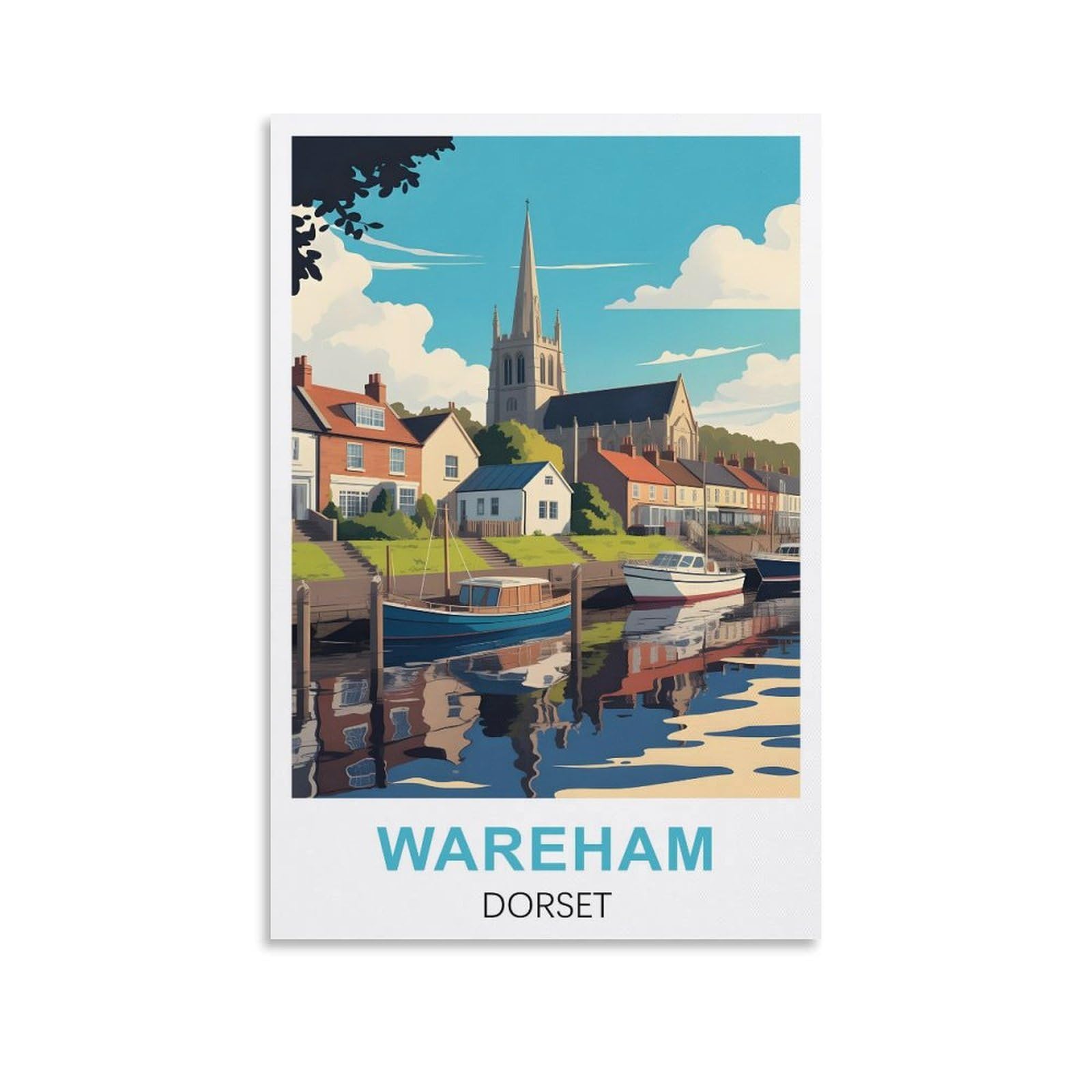 EZMLFA 5D DIY Diamond Painting Kit,Wareham Dorset Diamond Art Kits for Beginner,Gem Art Kits Round Drill for Home Wall Decor Gifts 30x40cm