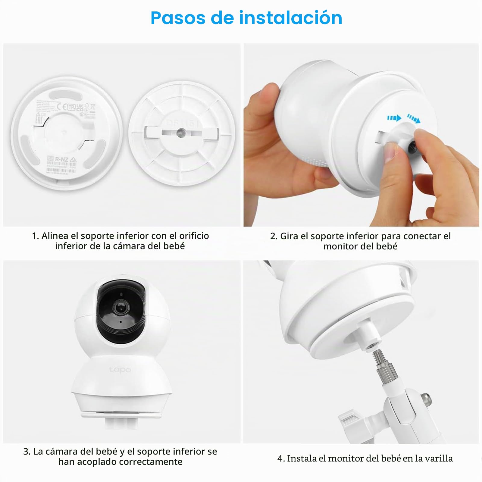 HOLACA Soporte de pared compatible con TP-Link Tapo C200 / C210 / C220 / C201 / C202 / C211 / C212 / C222 / C230 Cámara de vigilancia wifi para interiores, color blanco, 1 unidad