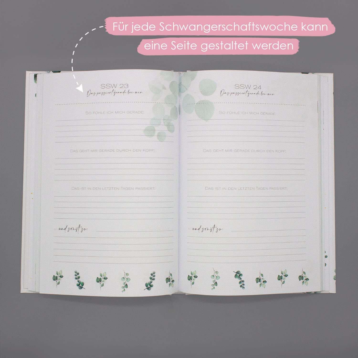 Pregnancy Diary, Diary for Pregnancy with Additional Inner Pocket and 158 Stickers, 120 Pages for Your Memories Floral Design - Image 4