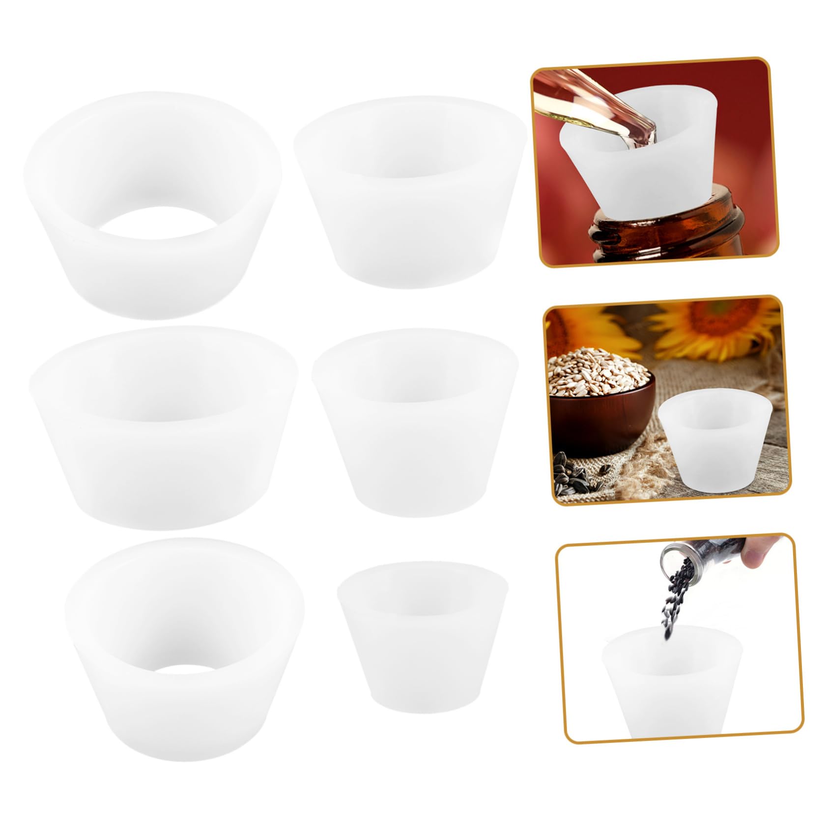 COSMEVIVI Filter Adapter Ring Set Flask Funnel Adapter 9pcs Silicone Cones Strainer Attachment