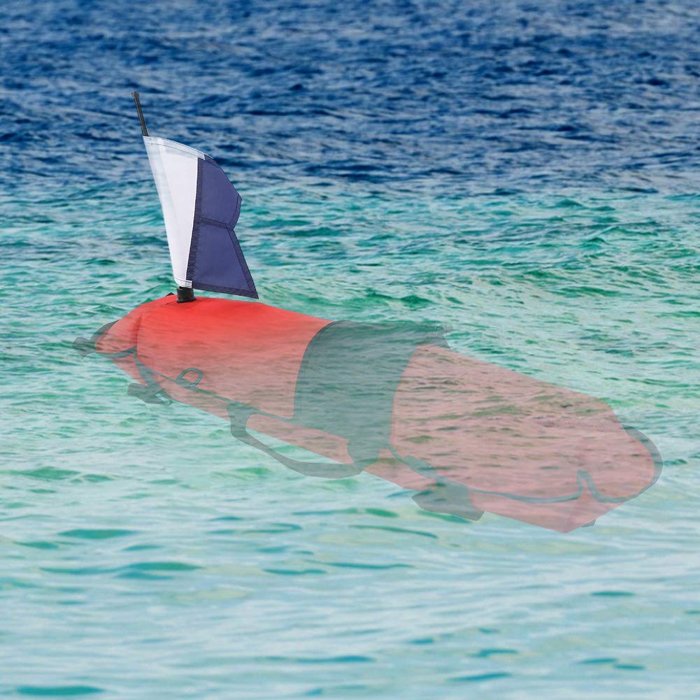 RiToEasysports Boa Segnalatore di Superficie Gonfiabile per Esterni con Bandiera per Immersioni Subacquee Freestyle Snorkeling Rosso 78 LBS