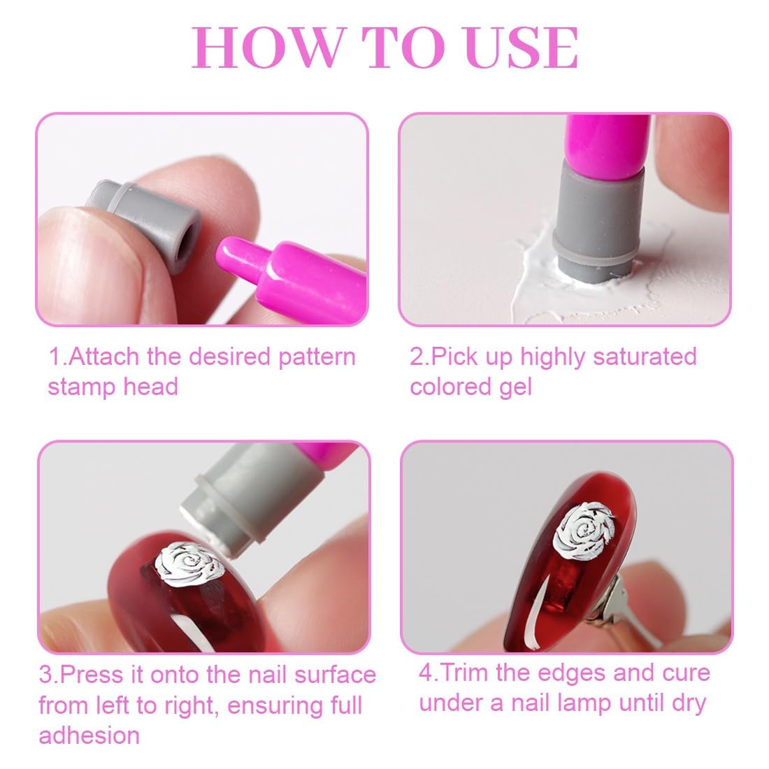 Penne per Stampa Nail Art,15 Pezzi Penne per Timbri per Nail Art in Silicone,Penne per Timbri per Unghie con Motivi, per Donne e Ragazze