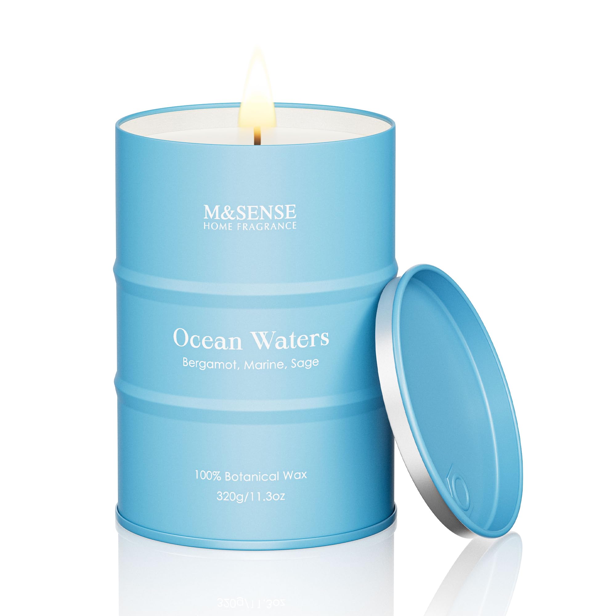 M&SENSE Ocean Waters Scented Candles Natural Non Toxic, Aromatherapy Candle for Stress Relief Meditation Relaxing, Housewarming Gifts for Women Men, 11.3oz 70 Hour Long Burning