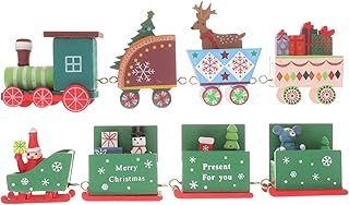 ifundom 2 Conjuntos De Trem De Natal Decoração De Mesa Decoração Interior Decoração De Mesa De Jantar Brinquedo De Natal Trem De Madeira Brinquedo Modelo De Rena Brinquedo De Trem