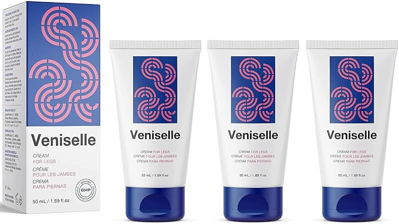 Creme para as pernas Veniselle com castanha-da-índia, camomila, urtiga e mentol — 50 mL, pacote com 3