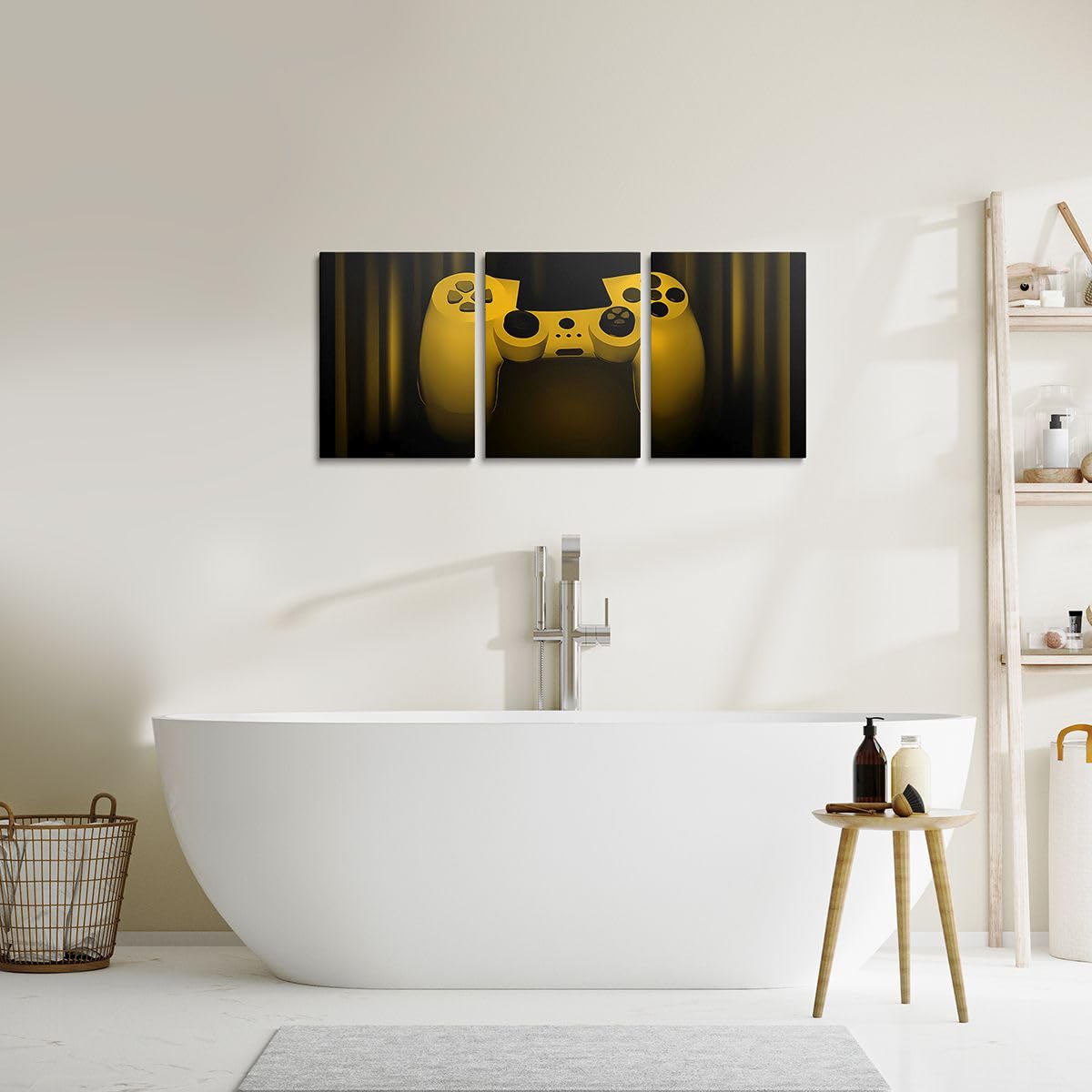 Feelyou Lienzo decorativo de pared para sala de estar, dormitorio, niños, decoración de pared para niños, amarillo y negro, videojuegos, decoración de pared de oficina, pósteres de 30,5 x 40,6 cm, 3