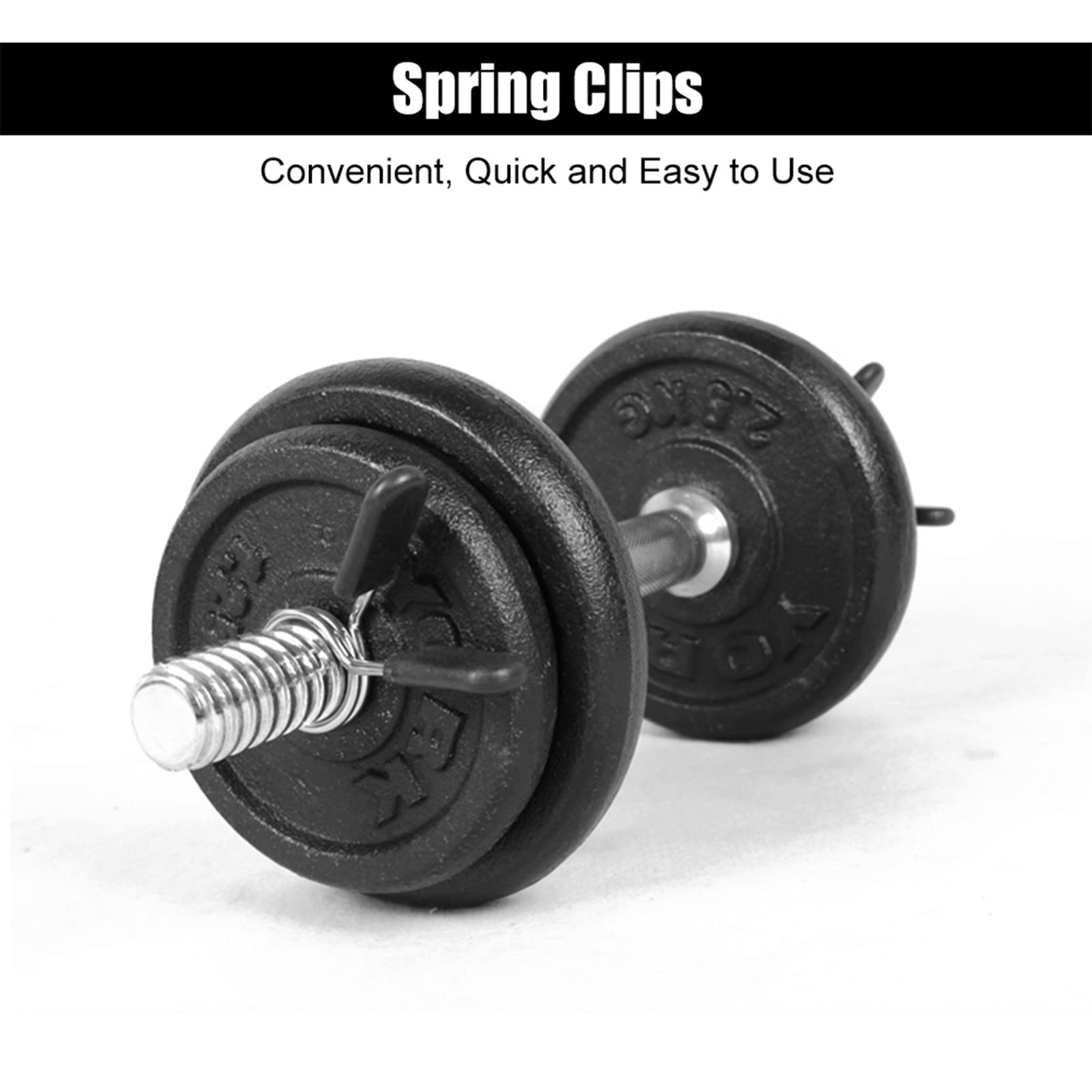 Spring Clip Collars, 2PCS Barbell Clamps Dumbbell Spring Clip Circlip Collars Standard 25mm Weightlifting Clamps Lock Buckle for Gym Weight Lifting Training Yoga