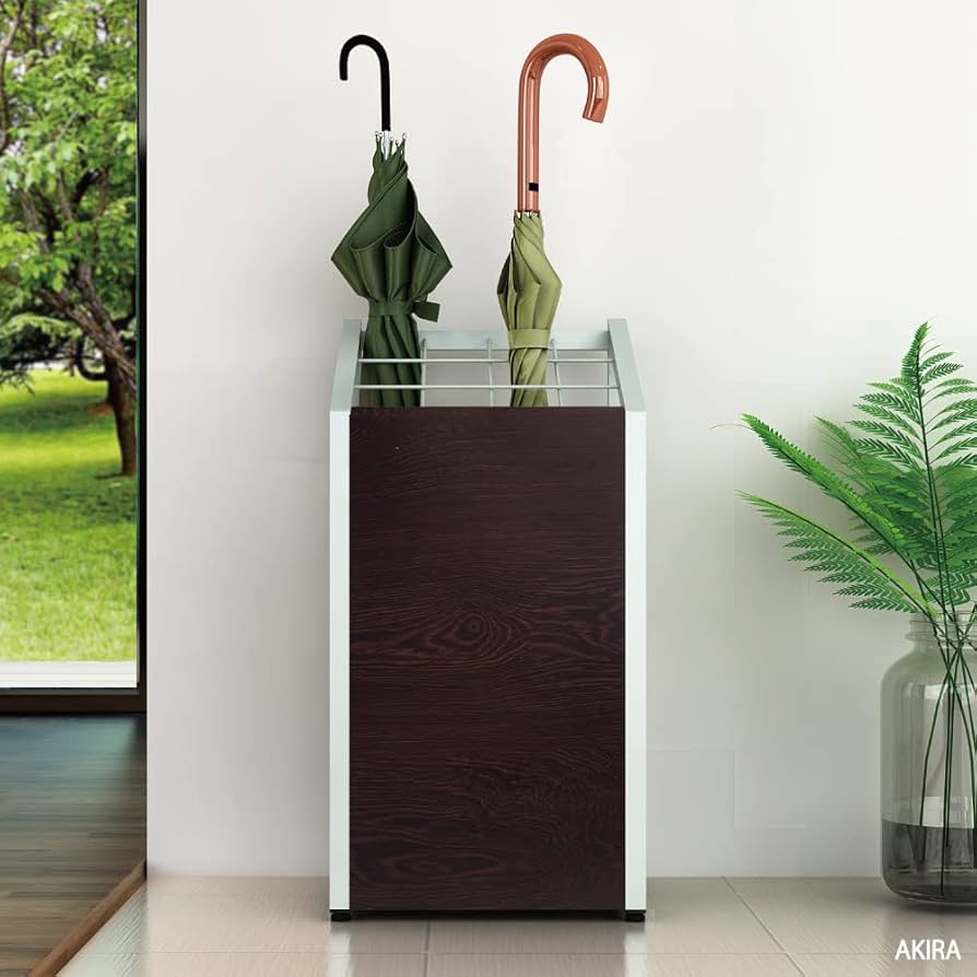 傘立て 業務用 おしゃれ 12本 ダークブラウン木目 ブラックフレーム Amazon｜家具のAKIRA 傘立て 業務用 おしゃれ 12本 ダーク