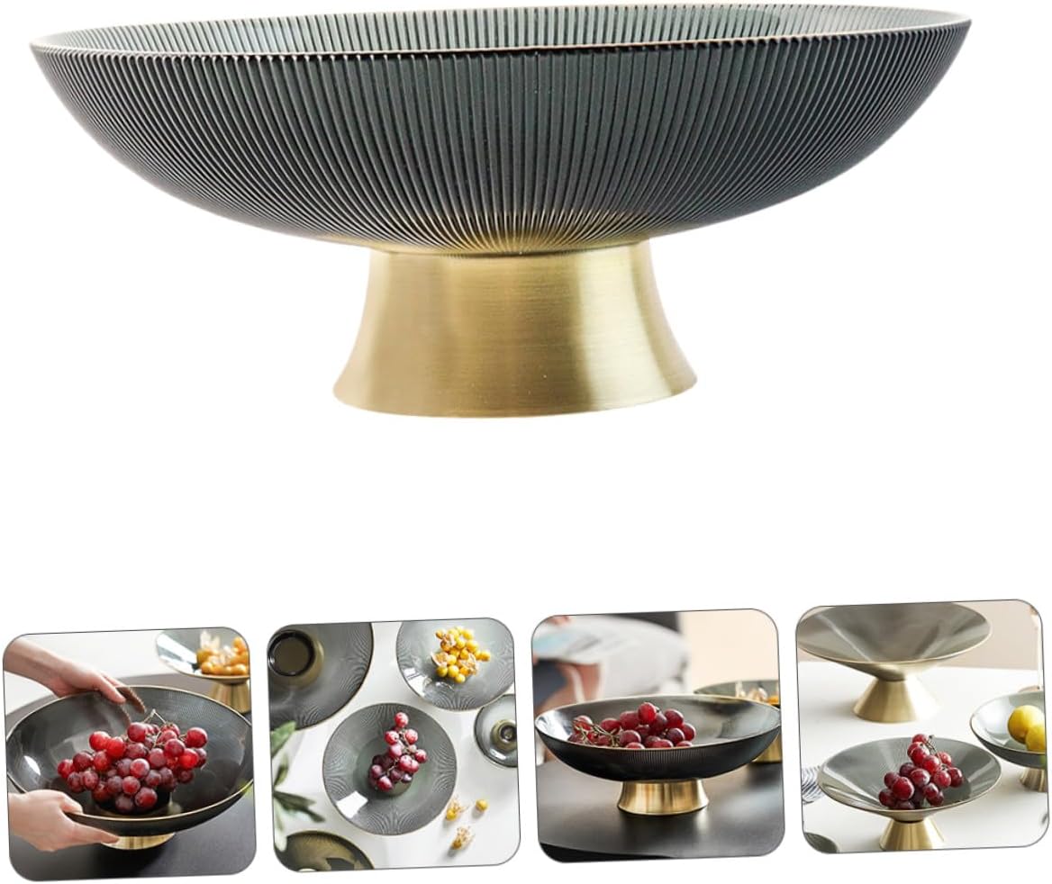 Tall Glass Fruit Tray with Footed Base, Decorative Dried Fruit Bowl for Kitchen Counter and Living Room, Snack Serving Plate for Home Dining